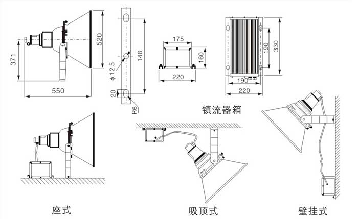 NTC9200防震投光燈安裝示意圖